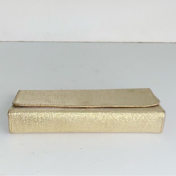Vintage 1950s Gold Lame Clutch Snap Closure Evening Bag Purse Mid Century Modern - Picture 11 of 15